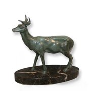 Art Deco Spelter Figure Of A Deer On A Marble Base
