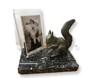 Art Deco Photo Frame With Spelter Squirrel