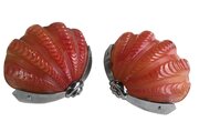 Pair Of Art Deco Blood Orange Shell Wall Lights