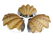 Set Of 3 Amber Art Deco Shell Wall Lights