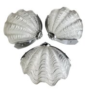Set Of 3 Art Deco Opaque Shell Wall Lights