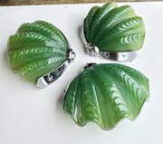 Set Of 3 Emerald Green Art Deco Wall Lights