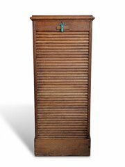 1930s Tambour Fronted Oak Filing Cabinet