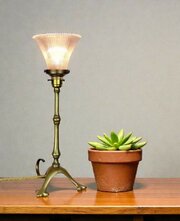 Arts And Crafts Lamp With Holophane Shade