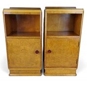 Quality Pair Of Art Deco Blond Bedsides