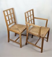 Set Of 6 (4+2) Heals Lattice Back Chairs Pale Oak