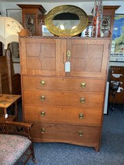 Heals And Son  Chequer Board Oak Tallboy