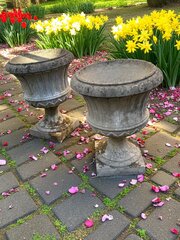 Pair Of Large Classical Stone Garden Planters