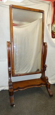 Large Mahogany Cheval Mirror