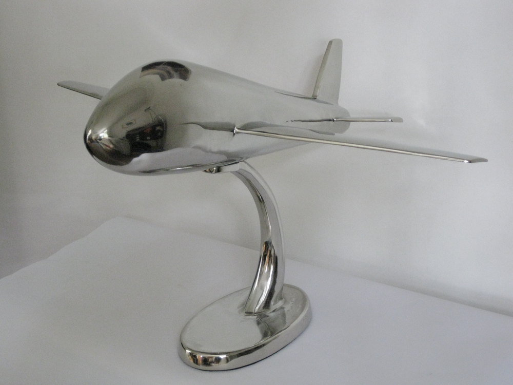 Antiques Atlas Art Deco Chrome Aeroplane Sculpture. 2ft/60cm Long