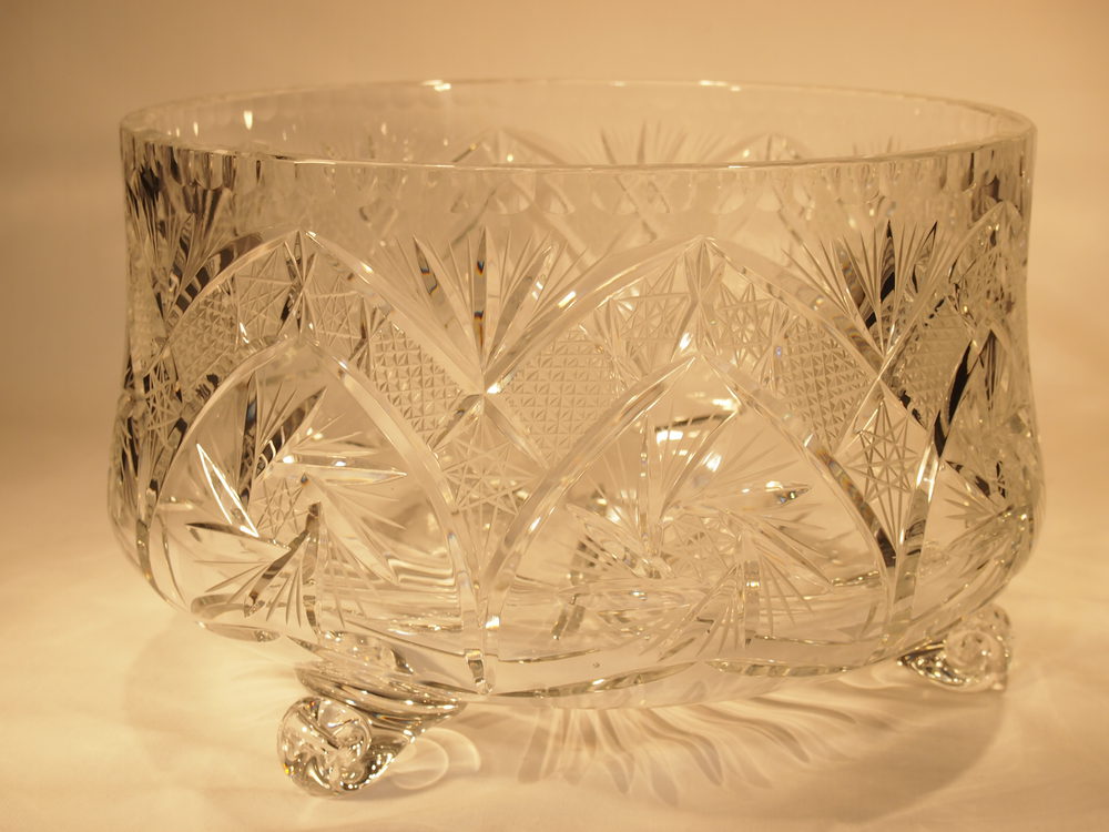 Antiques Atlas Crystal Scroll Footed Fruit / Punch / Trifle Bowl