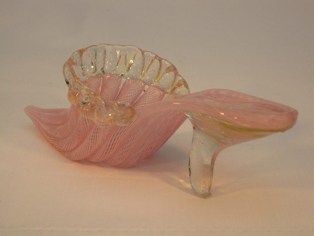 Antiques Atlas Murano Pink Filigrano Glass Slipper
