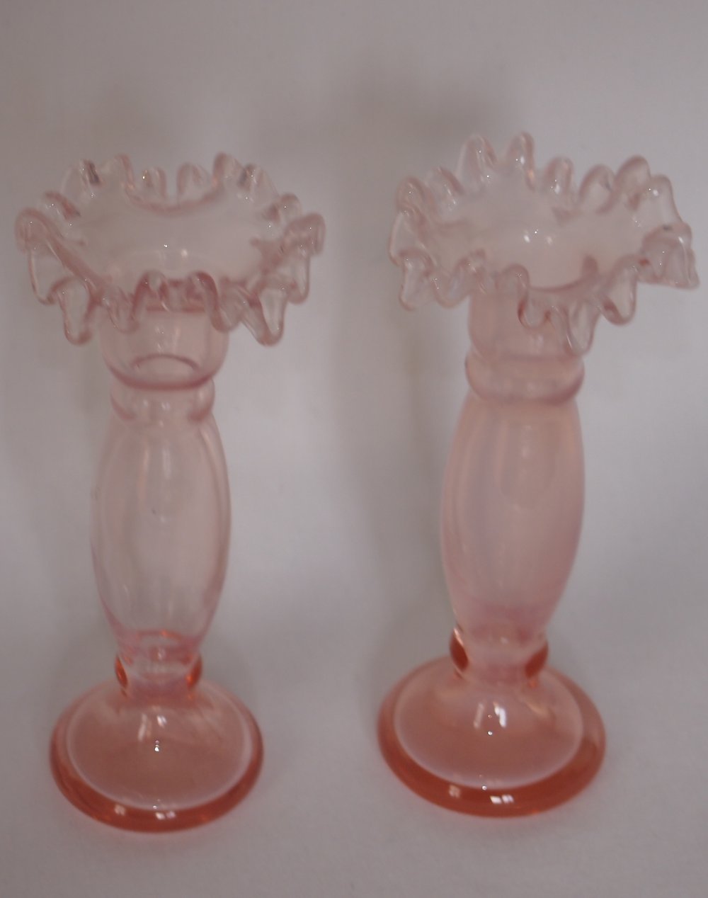 Antiques Atlas Opalescent Pink Bud Vases Flared Rim Pair