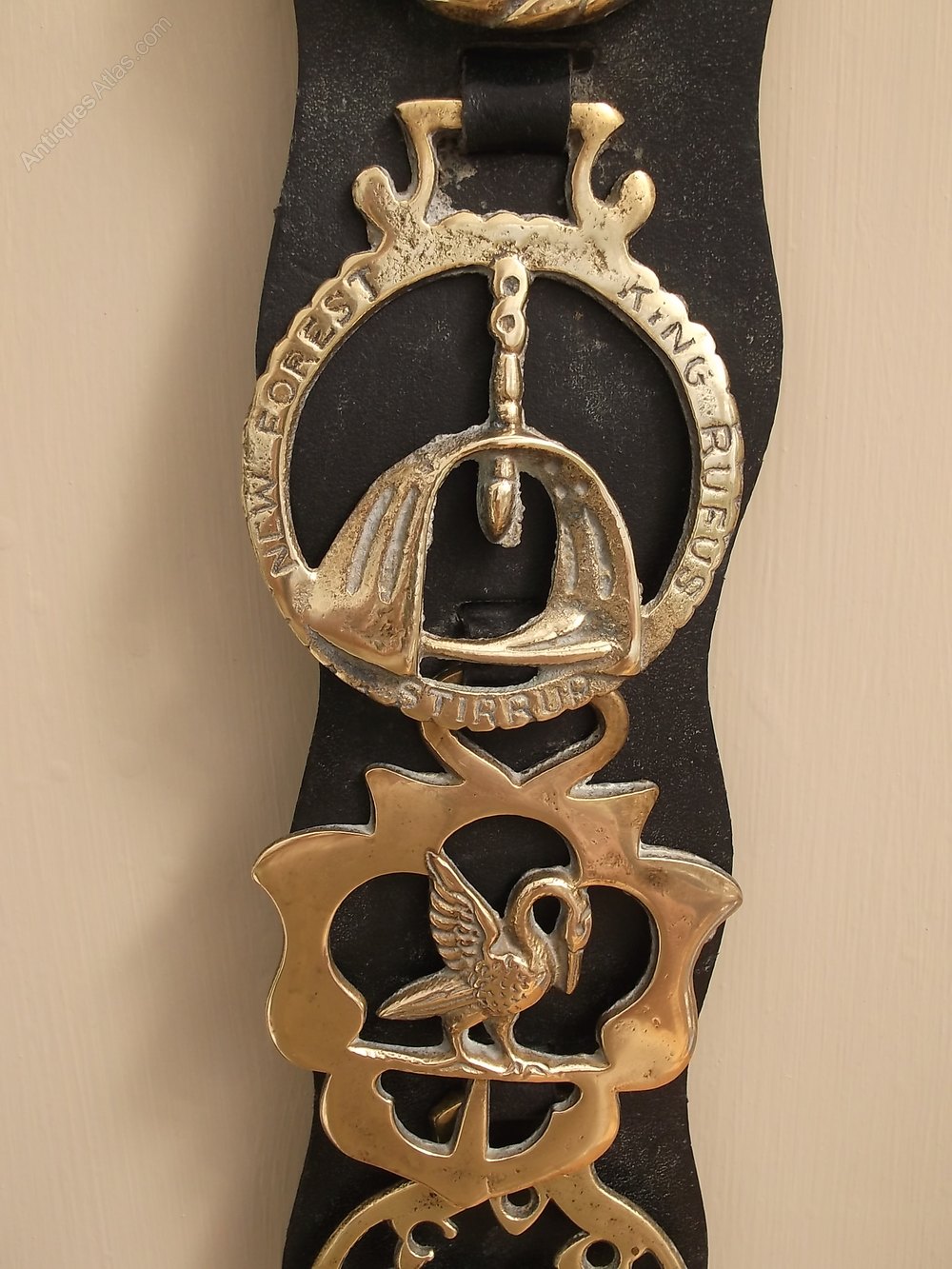 Antiques Atlas Vintage Horse Brasses On Faux Leather Martingale.
