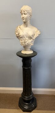 A Fine Marble Bust Of Diana The Huntress Signed R.