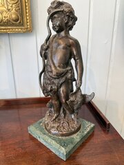 Antique Bronze Cherub With Bow