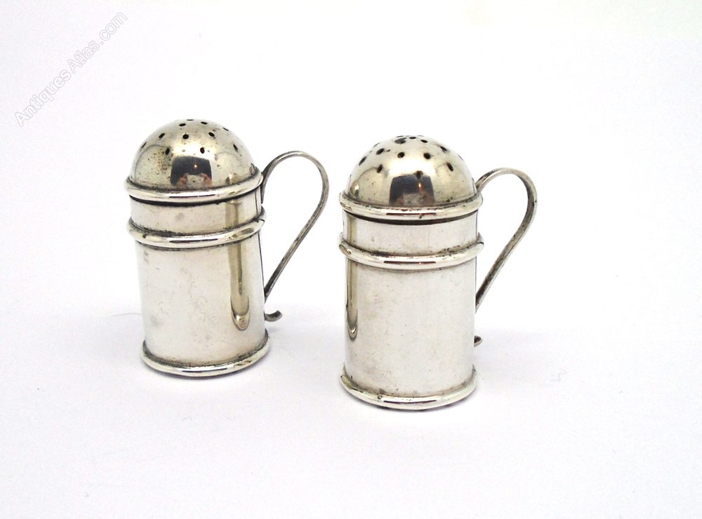 Antiques Atlas Edwardian Silver Novelty Salt & Pepper Pots 1902