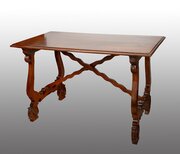 Antique "fratino" Refectory Table In Solid Walnut.