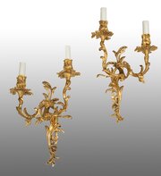Pair Of Napoleon III French Bronze Wall Lamps.