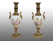 Pair Of Sevres Porcelain And Cloisonné Vases.