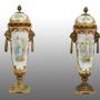 Pair of Sèvres porcelain vases. 19th century.