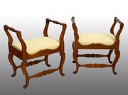 Pair Of Antique Walnut Directors Stools.XIX C.