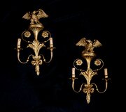Pair Of Gilded And Carved Wooden Wall Sconces.XX C