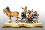 Polychrome Porcelain Carriage. Italy, 20th Century