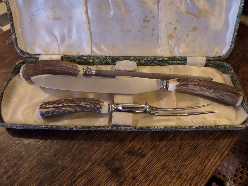 Antiques Atlas Vintage Stag Horn Antler Handle Carving Set