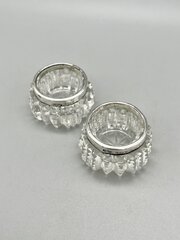 2 X Edwardian Glass & Silver Salts, Bham, 1905