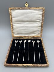 6 X Art Deco Silver Cocktail Sticks, Adie Brs 1928