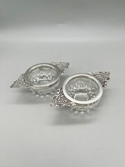 Pair Victorian Silver & Glass Salts, H.Bourne 1897
