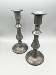 Pair Of Georgian Pewter Candlesticks, C.1800s-30s