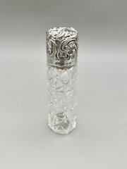 Victorian Glass & Silver Perfume Bottle, 1881