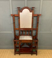 Arts And Crafts Inlaid Mahogany Hall Stand