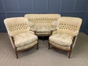 French Walnut Upholstered 3 Piece Salon Suite