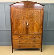 Georgian Inlaid Mahogany Linen Press
