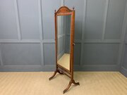 Inlaid Mahogany Sheraton Revival Cheval Mirror