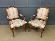 Pair Of French Carved Walnut Armchairs