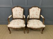 Pair Of French Carved Walnut Armchairs