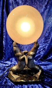 Art Deco Seal Table Lamp By Louis Albony Carvin. 