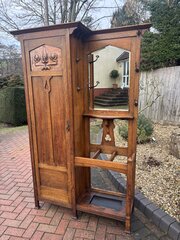 Arts & Crafts Oak Hall Stand Robe