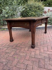 Gothic Revival Oak Plank Top Refectory Table