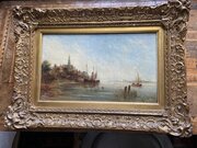 19th Cent. Oil On Oak Panel Marine Scene
