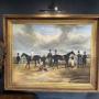 Horse Racing Scene Oil On Canvas In Gilt Frame