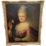 18th Century Portrait Painting Lady In Pink Dress 