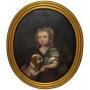 Boy & King Charles Spaniel Puppy Circle Of Mary 