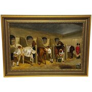 Equine Oil Painting The Hunting Stud After Herring