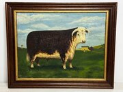 Hereford Bull Oil Painting