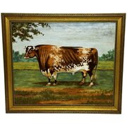Late Victorian Prized Shorthorn Bull British Naive